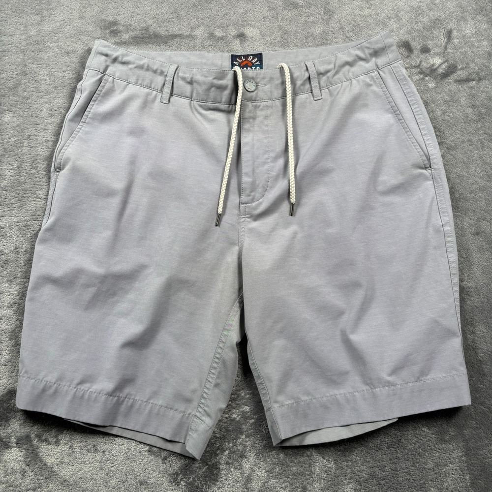 Faherty All Day Shorts Mens 33 Gray Drawstring Casual Tech Performance Preppy